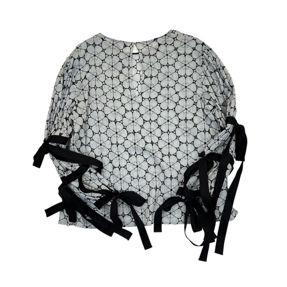 Creatures Of The Wind Gray Embroidered Eyelet Tie Sleeve Blouse - Picture 7 of 7